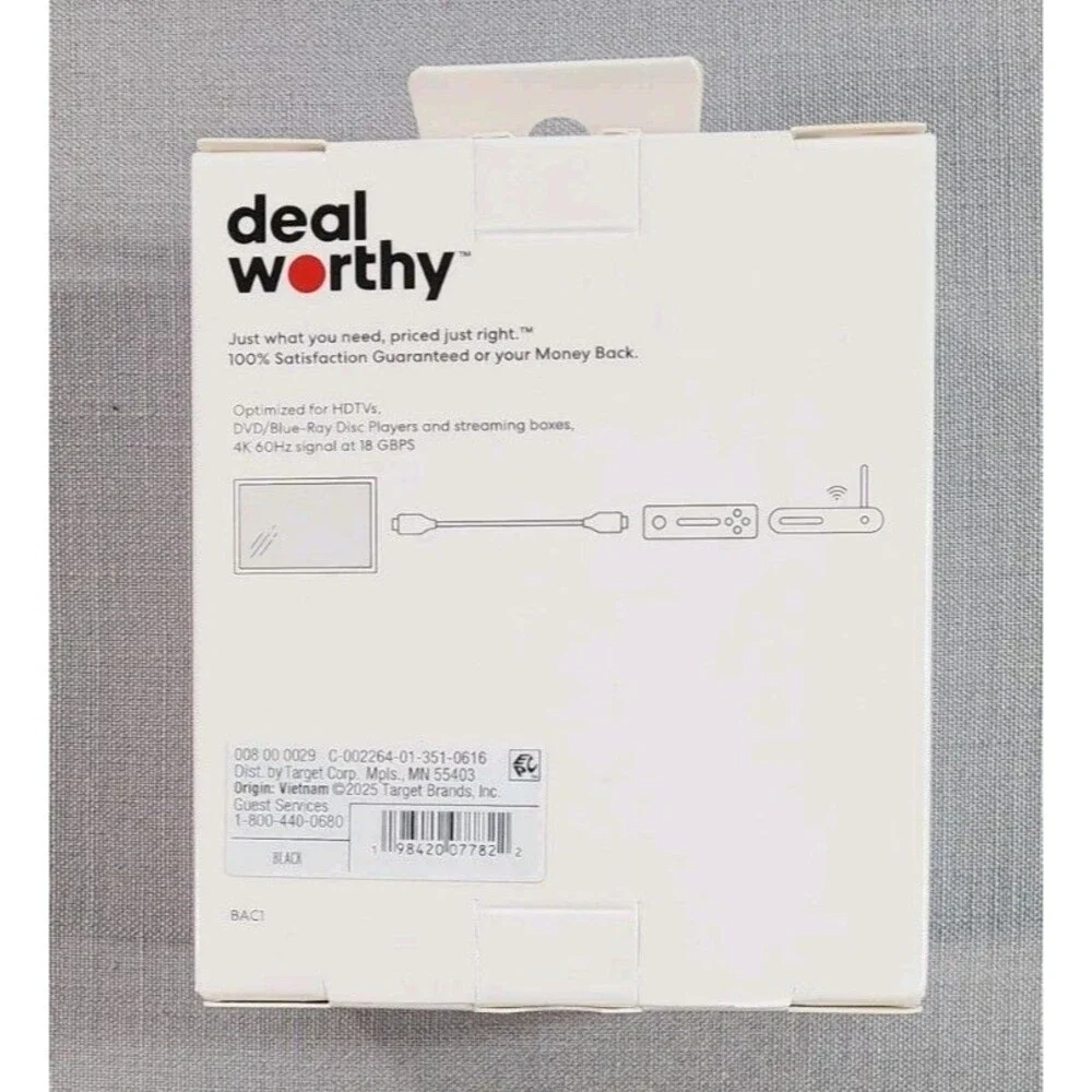 Dealworthy High-Speed HDMI Cable with Ethernet 10 ft – 4K Ultra HD